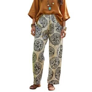 Vintage Boho Abstract Wide Leg Pants Sz L